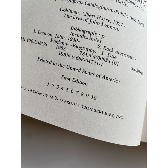 The Lives of John Lennon : A Biography by Albert Goldman- FIRST EDITION 1988 - Picture 4 of 5